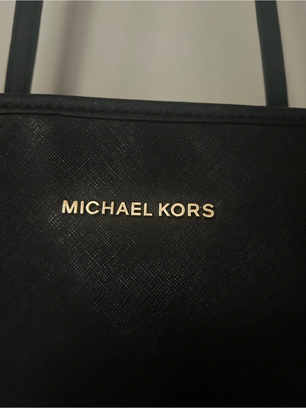 Michael Kors Black Saffiano Tote with Gold Hardware